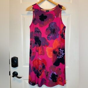 Clara Sun Woo Pink Floral Mini Dress with Purple & Orange Accents